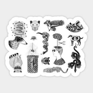 Collection of black and white flash designs Sticker